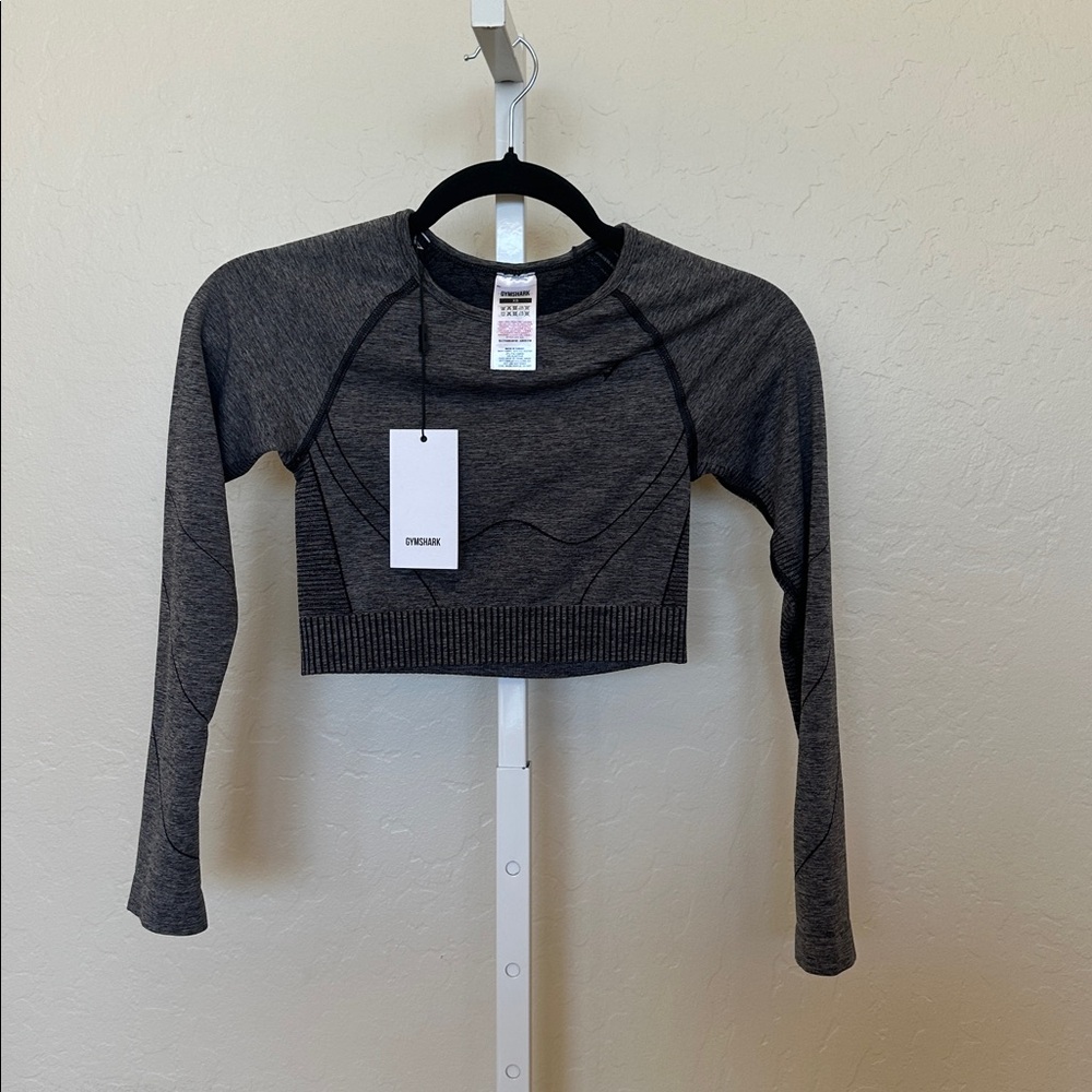 NWT Gymshark XS Charcoal Long Sleeve Crop Top